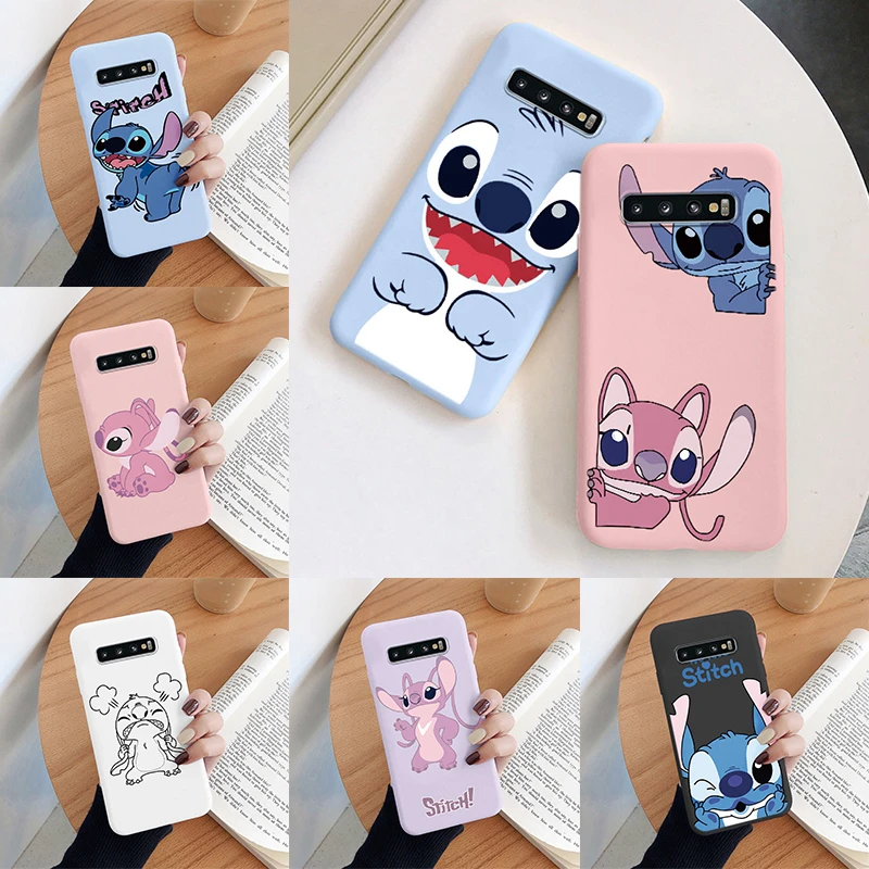 Pour Samsung Galaxy S10 S 10 Plus S10E caméra protéger couverture souple Silicone dessin animé Lilo point coque de téléphone Funda pour Samsung S10 +