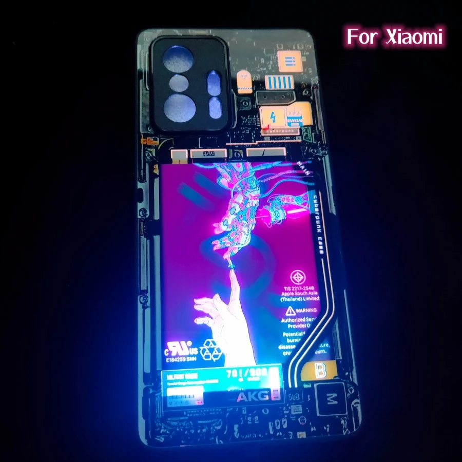 Coque de téléphone LED diable drôle, étui en verre pour Xiaomi Redmi Note 11 11S 10 11T 10T 10S 9 8 Pro K40 K50 Game Poco X3 X4 F4 GT Flash