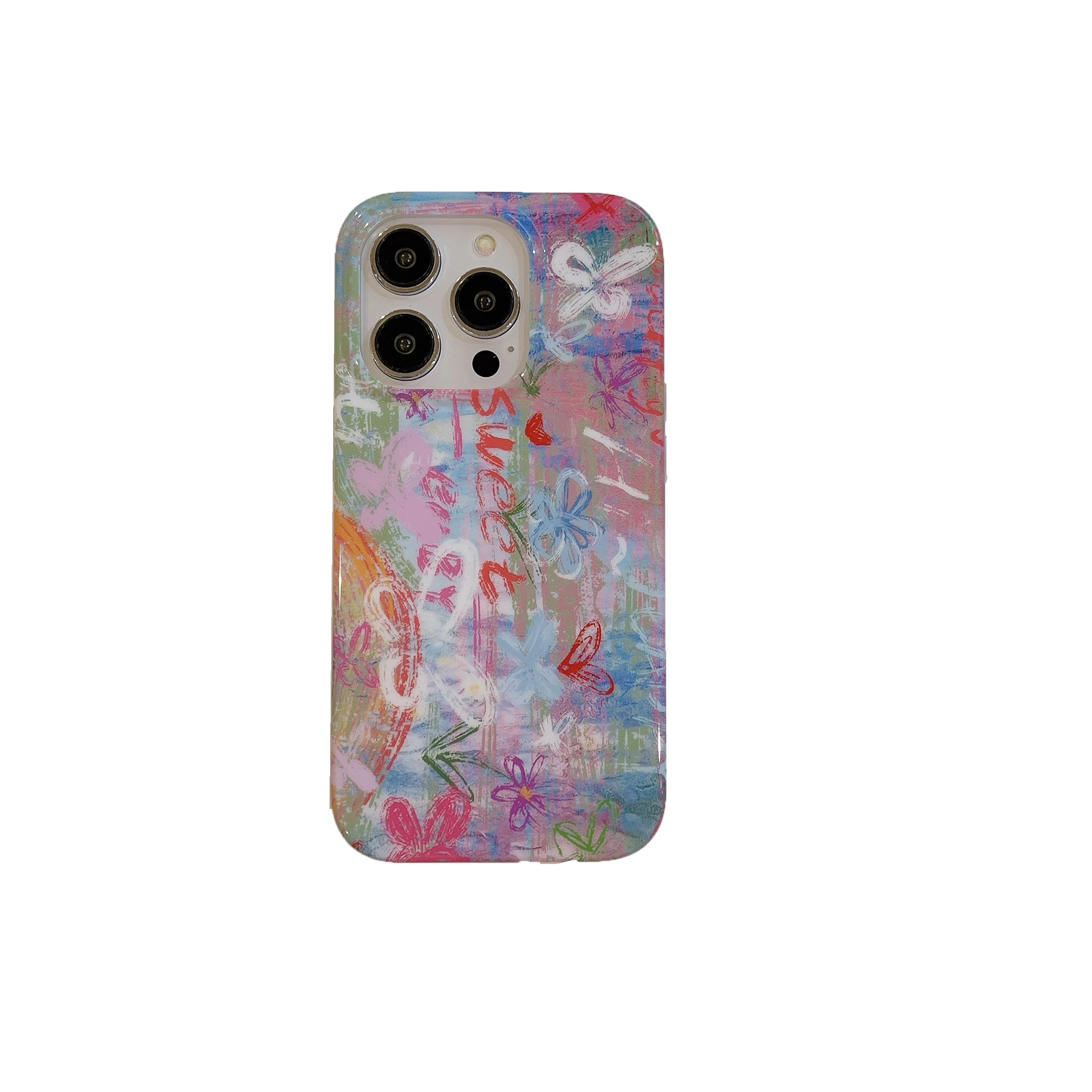 Coque de téléphone Double couche, Style coréen Ins Street, Graffiti fleur, pour iPhone 16 15 14 13 Pro Max Plus, couverture arrière pour 12 Pro Max