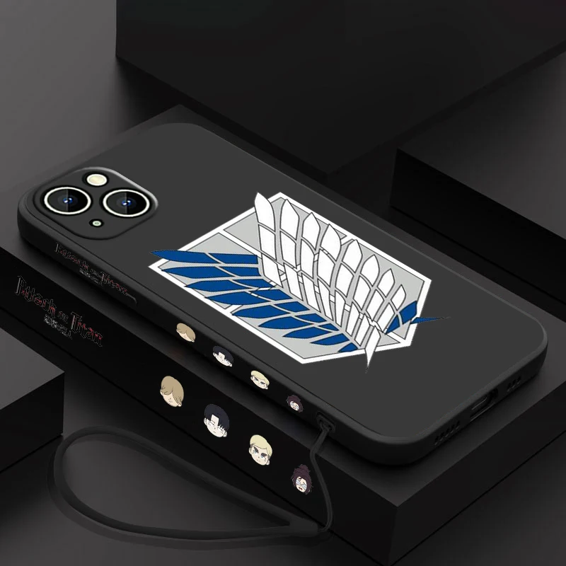 Coque de téléphone avec Logo attaque sur Titan, étui pour Apple iPhone 15 14 13 12 11 Pro Max Plus 8 7 SE, corde liquide gauche Capa