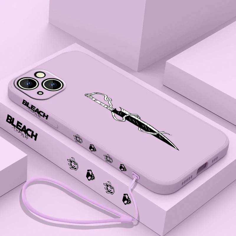Coque de téléphone avec Logo de blanchiment, étui pour Apple iPhone 15 14 13 12 11 Pro Max Plus 8 7 SE, corde liquide gauche