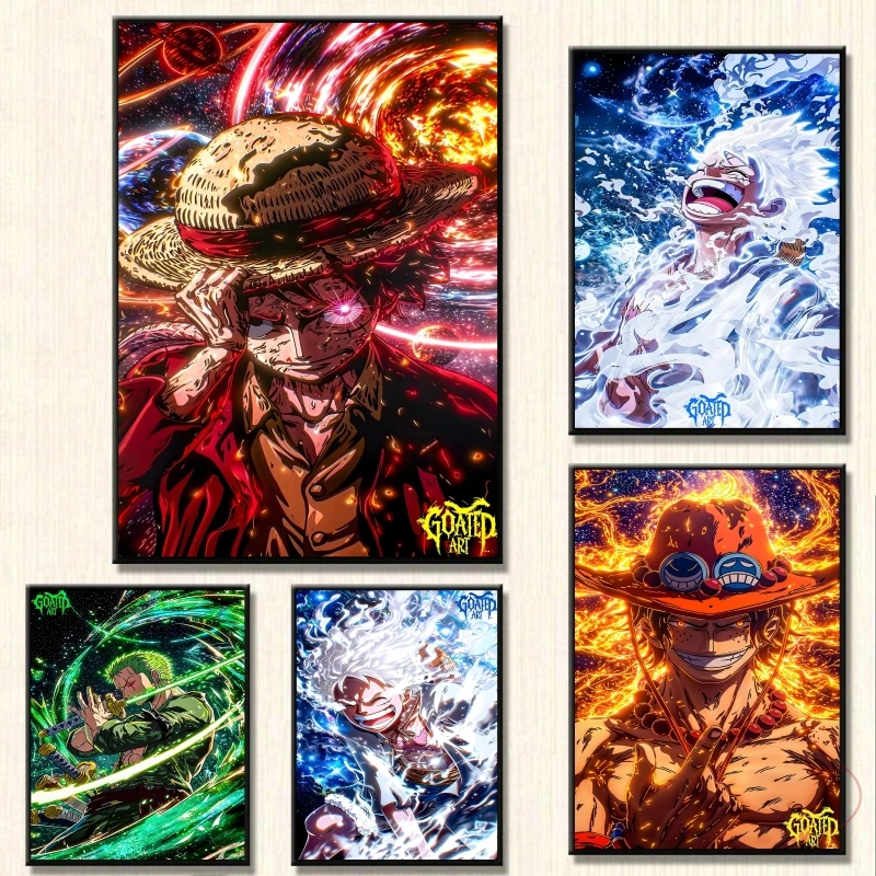 Affiche sur toile de dessin animé classique, une pièce, figurines classiques Luffy Zoro, décor multifonctionnel, Art mural, décoration Vintage pour chambre à coucher, cadeau pour enfants