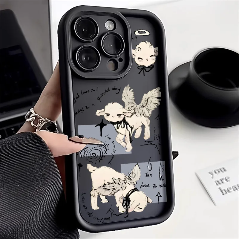 Coque de téléphone en Silicone ange mouton, étui pour Samsung Galaxy S24 S23 S25 Ultra S20 S21 FE A55 A54 5g A35 A25 A34 A53 A15 A16 A06 A32