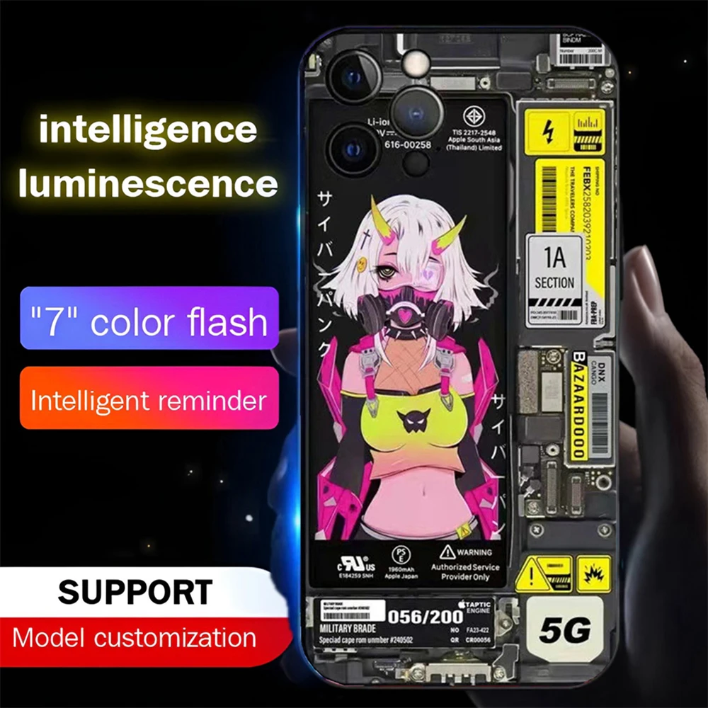 Coque de téléphone en verre pour Samsung, Smart LED Light Glow, Anime Girls, Guatemala, S25, S24, S23, S22, S21, S20, FE Note 10, 20 Plus, Ultra, A54, Nouveau