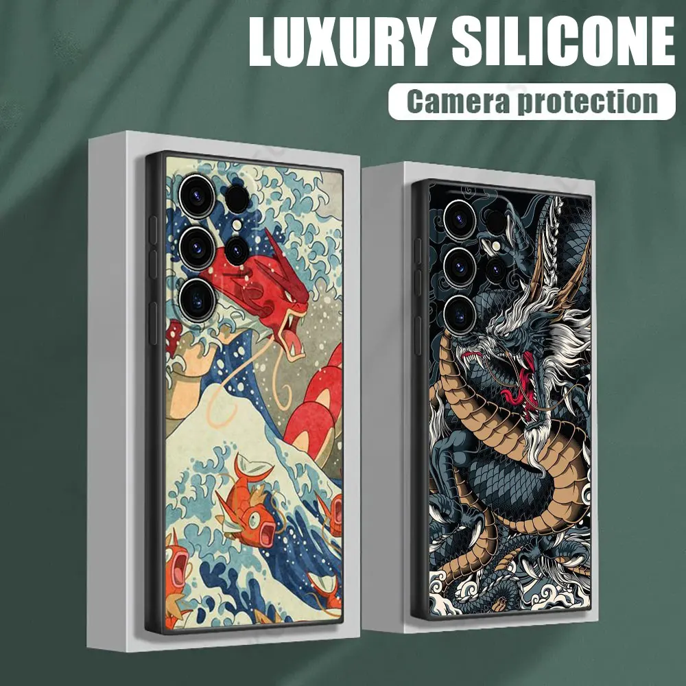 Hokusai la grande vague Anime Dragon coque de téléphone pour Samsung Galaxy S24 Ultra S23 S21 S20 FE S22 9 Plus Note 20 10 couverture en Silicone