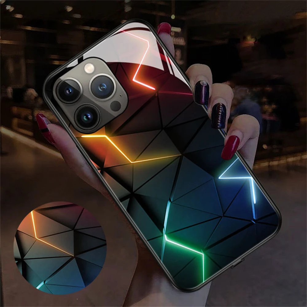 Coque de téléphone lumineuse intelligente à commande vocale, couverture arrière de protection lumineuse LED pour iPhone 16 E 15 14 13 12 11 Pro Max XS XR Plus