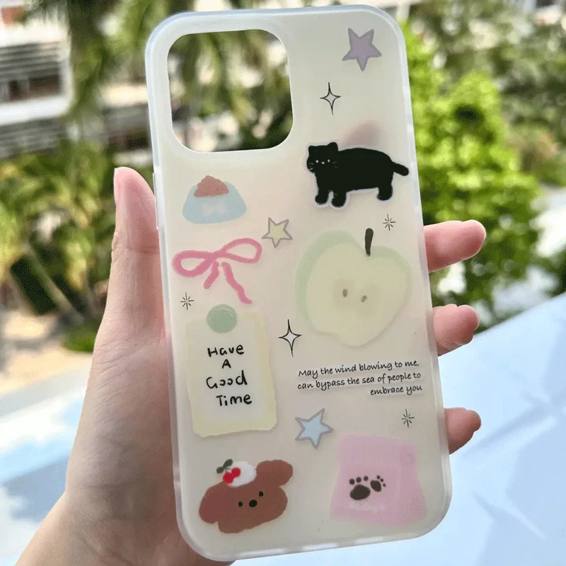 Coque de téléphone Apple chaton vert, étui pour iPhone 16 Pro Max 15 14 13 12 11 Xr Xs Max 7 8 Plus, mignon nœud papillon petit ours Y2K