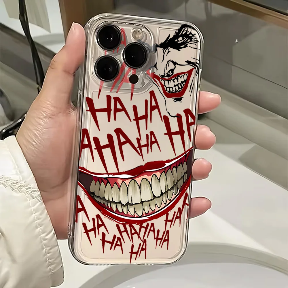 Crazy Joker sourire grotesque coque de téléphone pour Samsung A36 A26 A56 A16 A06 A55 A35 A25 A15 A05 A54 A34 A24 A14 A13 A53 A33 clair TPU