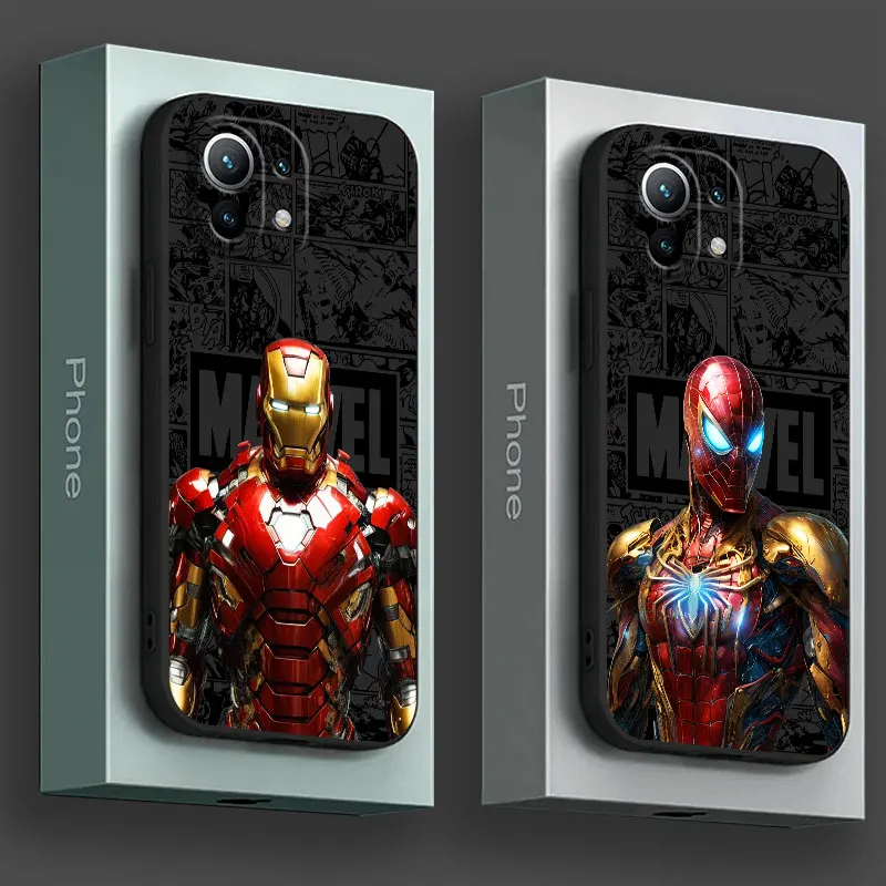 Coque de téléphone bande dessinée Marvel Spiderman Ironman, étui pour Xiaomi Poco X7 M7 Pro X3 X5 X6 M5 F6 F7 15 Ultra 14T 13T 12T 11T Pro 11 Lite