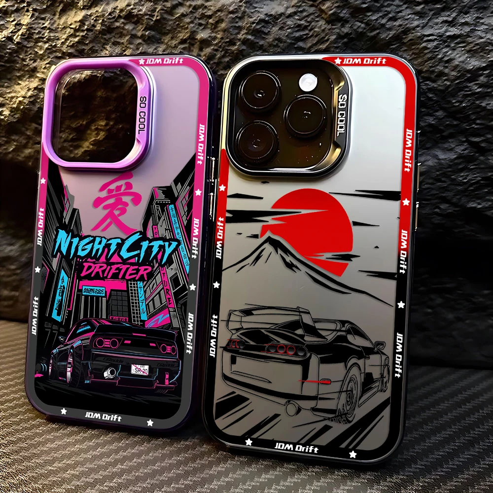 Coque de téléphone de voiture Tokyo Sports Racing JDM Drift, étui mat Anti-chute pour iPhone 16 15 14 13 12 11 mini Pro Max X XR XSMAX 8 7 Plus