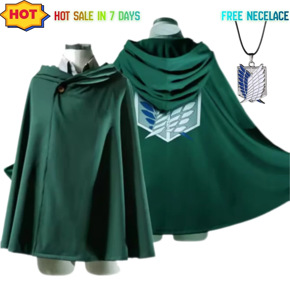 Cape de Cosplay Anime attaque sur Titan, Costume géant pour enfants et adultes avec chapeau Shingeki No Kyojin, Cape verte de la légion de scoutisme