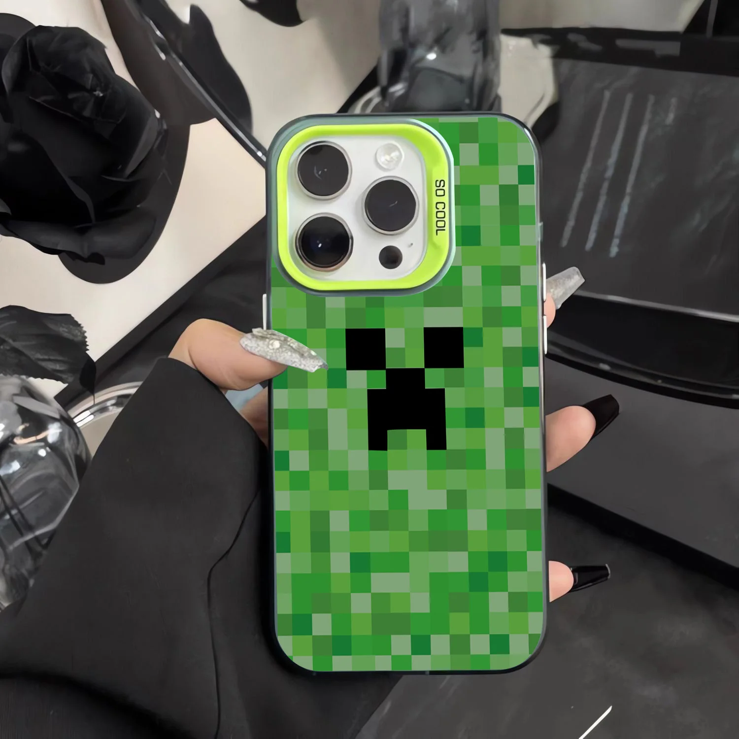 Étui de dessin animé Green Pixel Monster pour Samsung Galaxy, coque arrière, A16, A06, A35, A55, A25, A05S, A15, A54, A34, A24, A14, A05, A04, 4G, 5G, 256