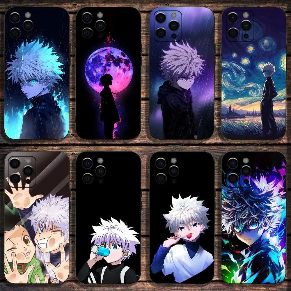 Coque de téléphone Anime h-hunter k-killua, pour Apple iPhone 15,14,13,12,11,Pro,X,XS,Max,XR,Plus,Mini, coque noire souple