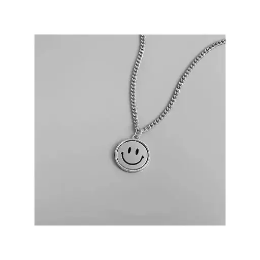 Hip Hop Spinning Sourire Pendentif Collier Argent