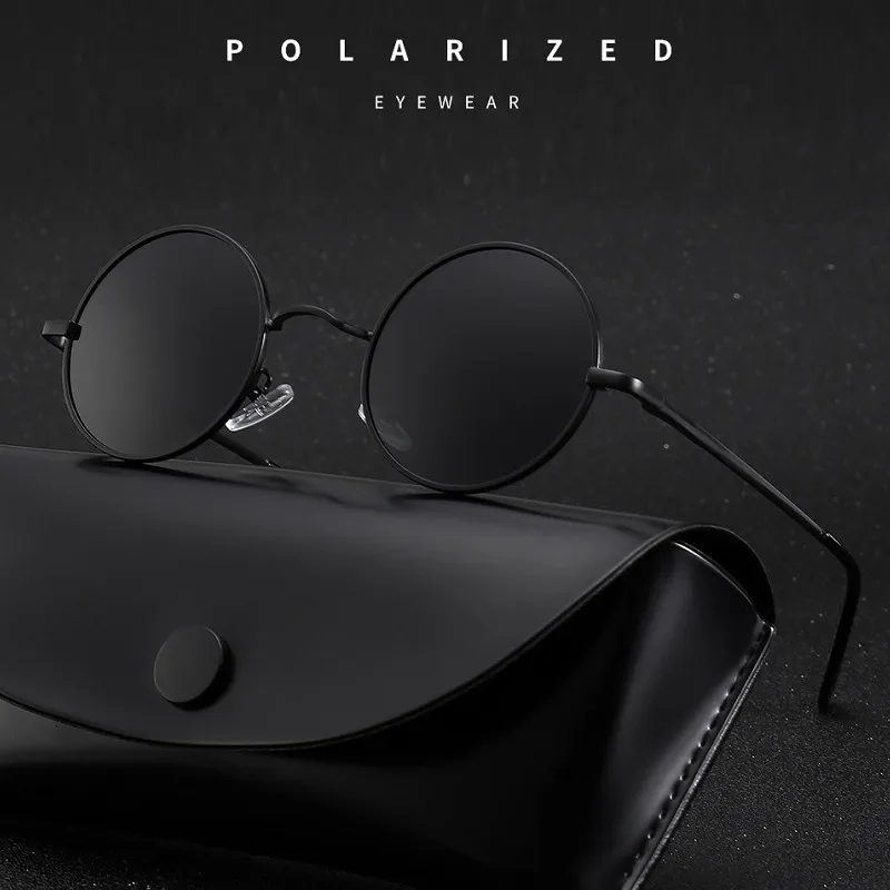 Lunettes de soleil rondes rétro pour hommes et femmes, petites lunettes de soleil polarisées à la mode pour hommes et femmes, nuances littéraires Vintage, lunettes de conduite