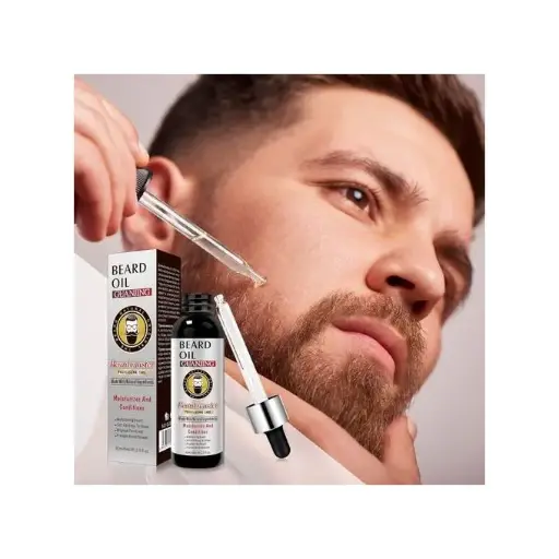 Beard Oil Huile de Croissance de Barbe pour Hommes, Sérum Naturel de Croissance de Barbe