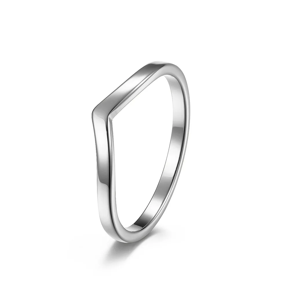 Anneau empilable en forme de V fin de 2mm, bande polie unie en acier inoxydable pour femmes et filles, taille 5-10