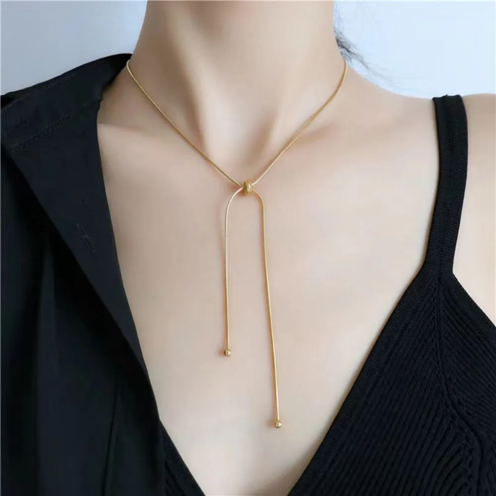 Chaîne serpent personnalisée réglable Y collier pour femme pendentif clavicule collier en acier inoxydable bijoux cadeau de vacances pour femmes