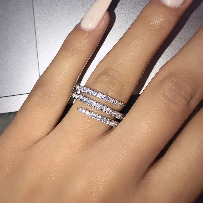Bagues en forme de contour pour femmes, nouvelle mode, cristal brillant CZ, fête de mariage, bijoux de déclaration de mariée, vente complète