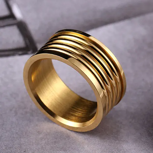Bague tendance en acier inoxydable de 10 mm de large pour femme et homme