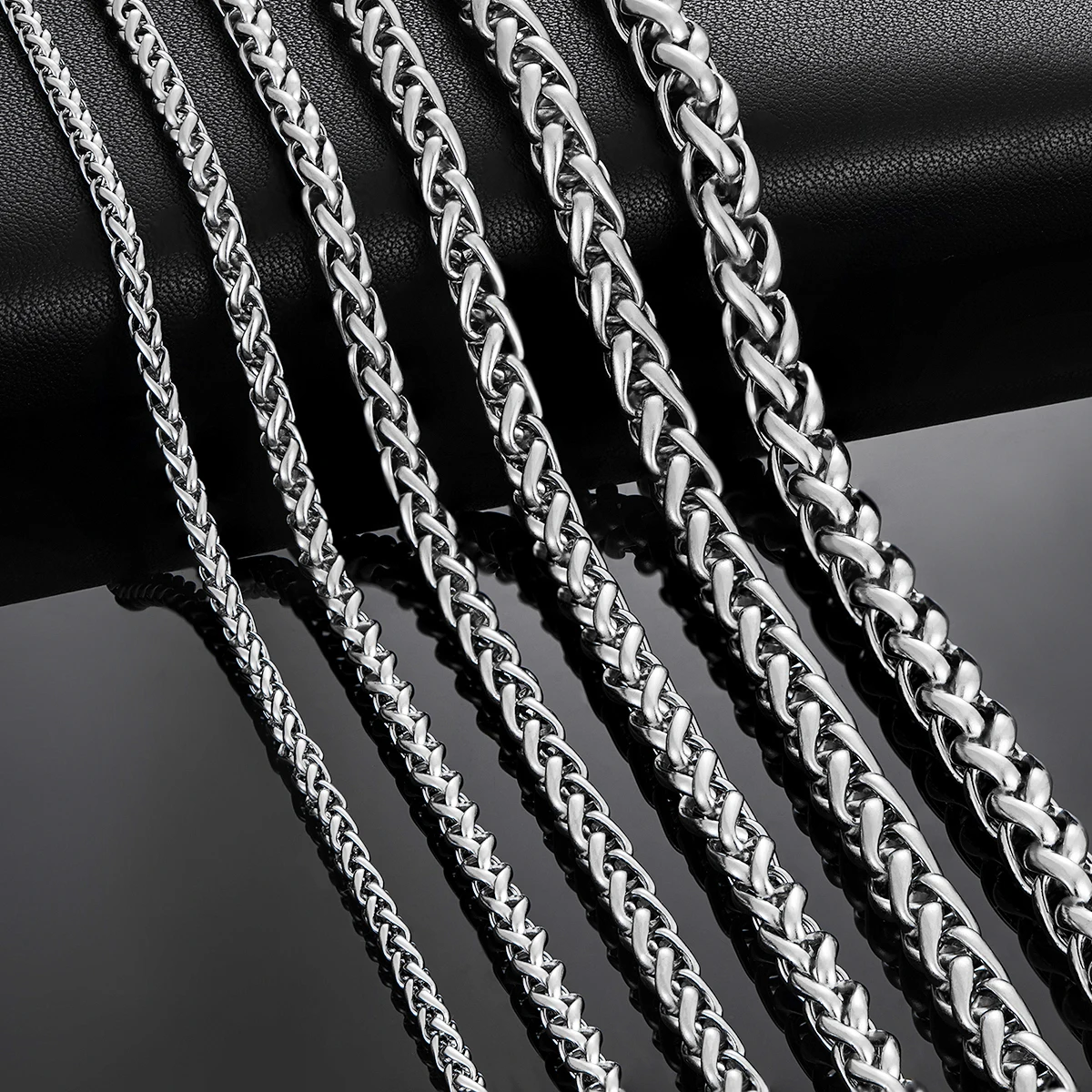 Chaîne empilable à maillons en acier inoxydable, collier classique pour hommes et femmes, bijoux de 14 à 40 pouces, 3mm/4mm/5mm/6mm/7mm/8mm
