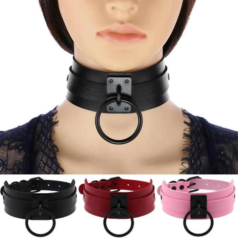 DIEZI Harajuku Cosplay gothique colliers noir grand cercle colliers en cuir colliers ras du cou femmes hommes bijoux mode 2020 Goth
