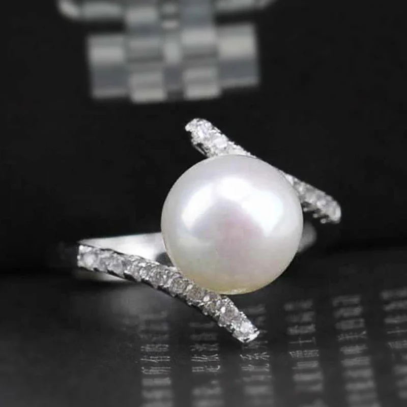 Bagues en perles simulées élégantes pour femmes, bandes de fiançailles de mariage, accessoires avec pierre CZ, cadeau exquis, bijoux fantaisie, nouveau