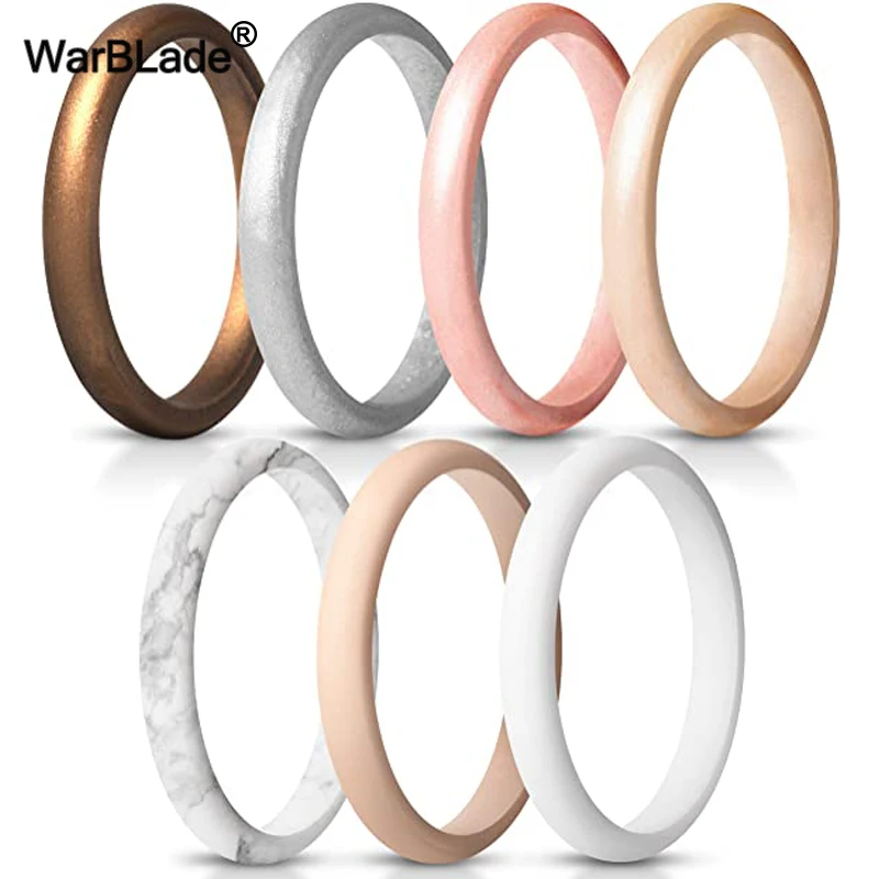 WarBLade 2.7mm anneaux en Silicone pour femmes bandes de caoutchouc de mariage hypoallergénique Flexible sport antibactérien Silicone bague