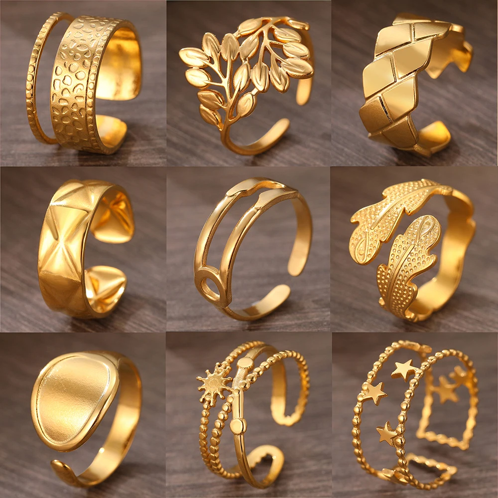 Bagues en acier inoxydable pour femmes, nouveau populaire, Vintage, creux, réglable, ouvert, amoureux, large, bijoux, ne se décolore pas, haute qualité