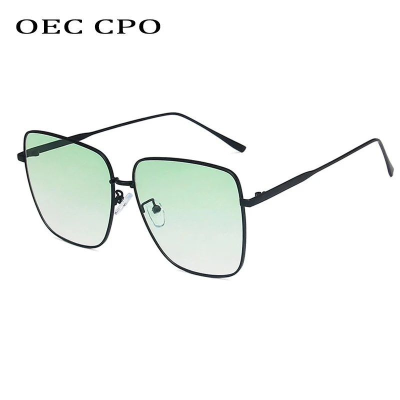 OEC CPO nouvelle mode lunettes de soleil femmes lunettes carrées alliage cadres rétro nuances cristal vert lunettes de soleil dames femme Oculos