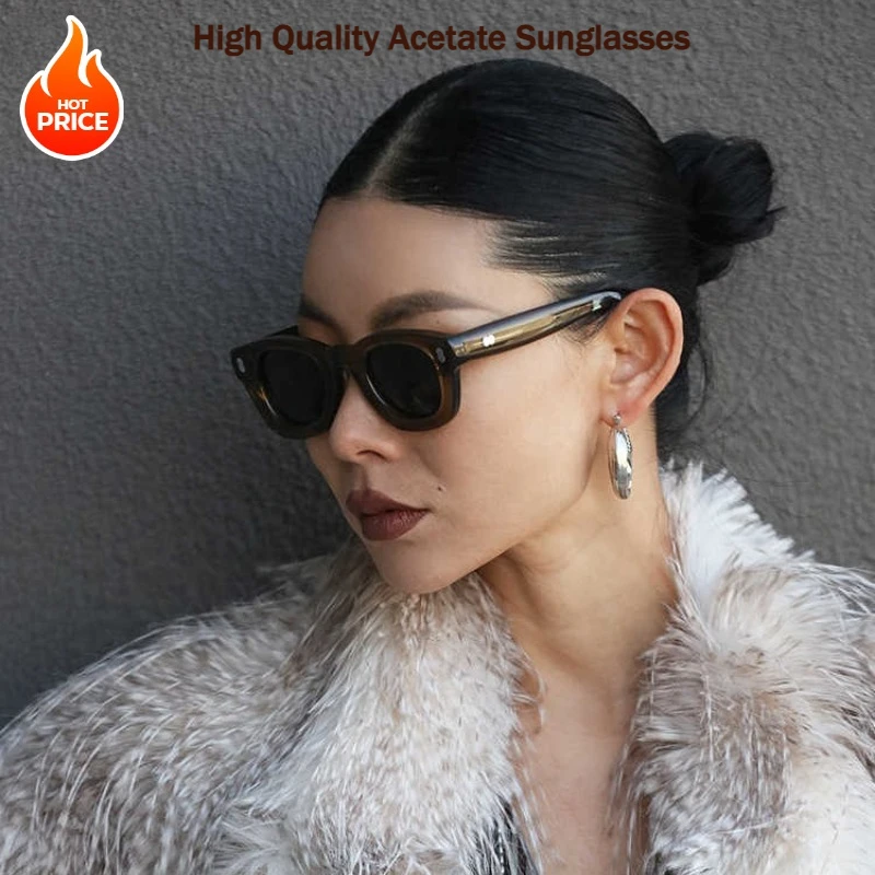 Nouvelles femmes lunettes de soleil mode marque de luxe rétro haute qualité épais acétate circulaire UV400 voyage en plein air conduite hommes lunettes de soleil