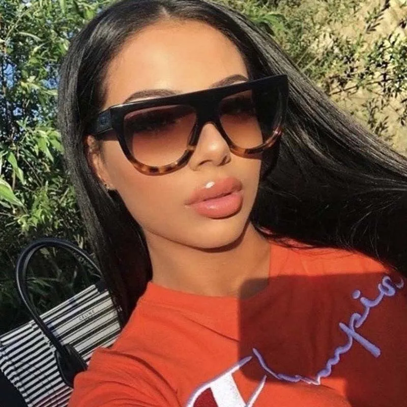 Lunettes de soleil rondes à grand cadre pour femmes et hommes, lunettes de soleil dégradées luxueuses, couleurs miroir, marque de créateur, mode décontractée