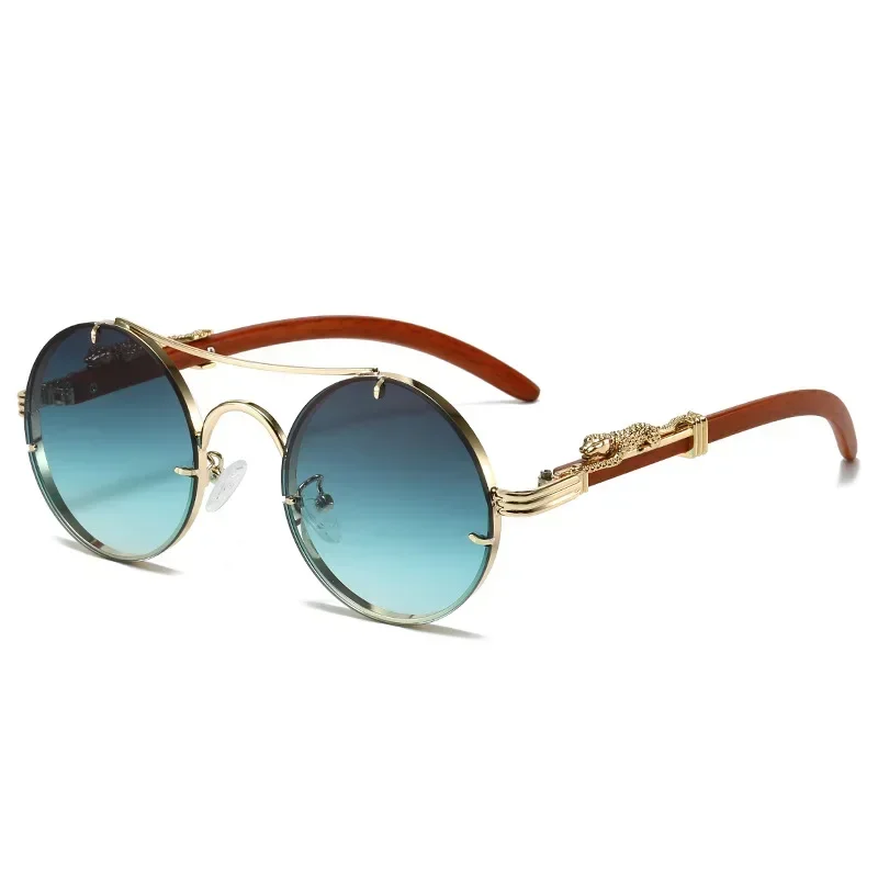 Lunettes de soleil rondes punk vintage pour hommes et femmes, nuances multicolores à double pont, rétro, marque de luxe, lunettes de soleil design, mode