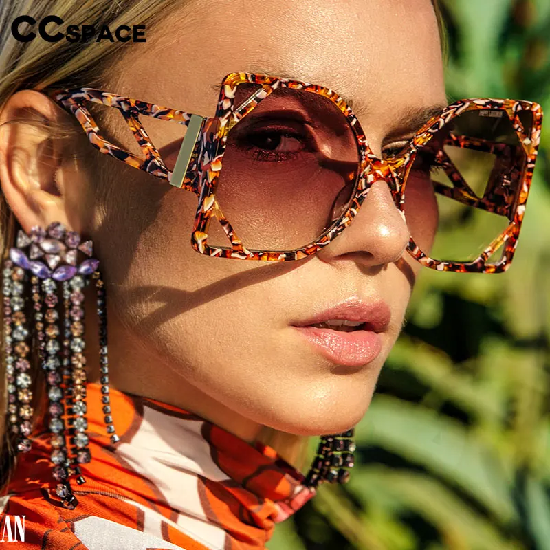Lunettes de soleil vintage à grand cadre carré pour femmes, nuances aérées creuses, lunettes de marque de luxe, UV400, mode 49127