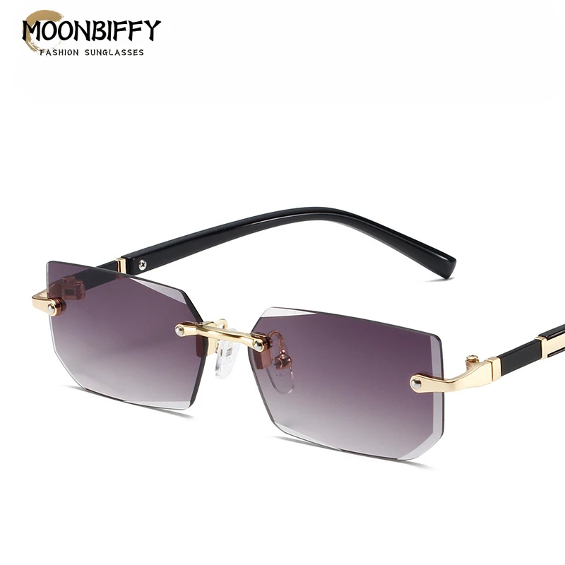Nouvelles lunettes de soleil de mode sans monture à la mode petit rectangle lunettes de soleil hommes femmes marque concepteur rétro nuances été voyage Oculos