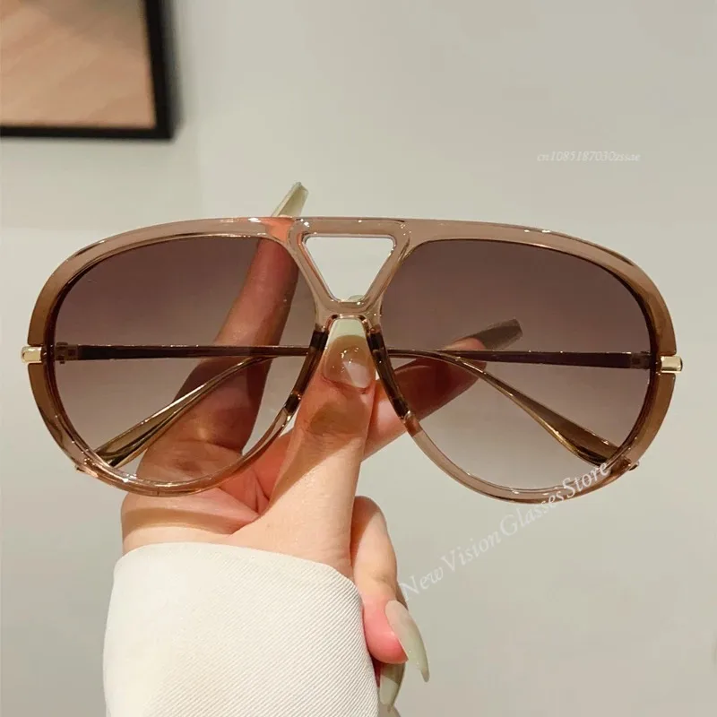 Lunettes de soleil pilote surdimensionnées pour femmes, Vintage, Double pont, tendance, marque de luxe, Design, nuances d'extérieur, nouvelle collection 2025