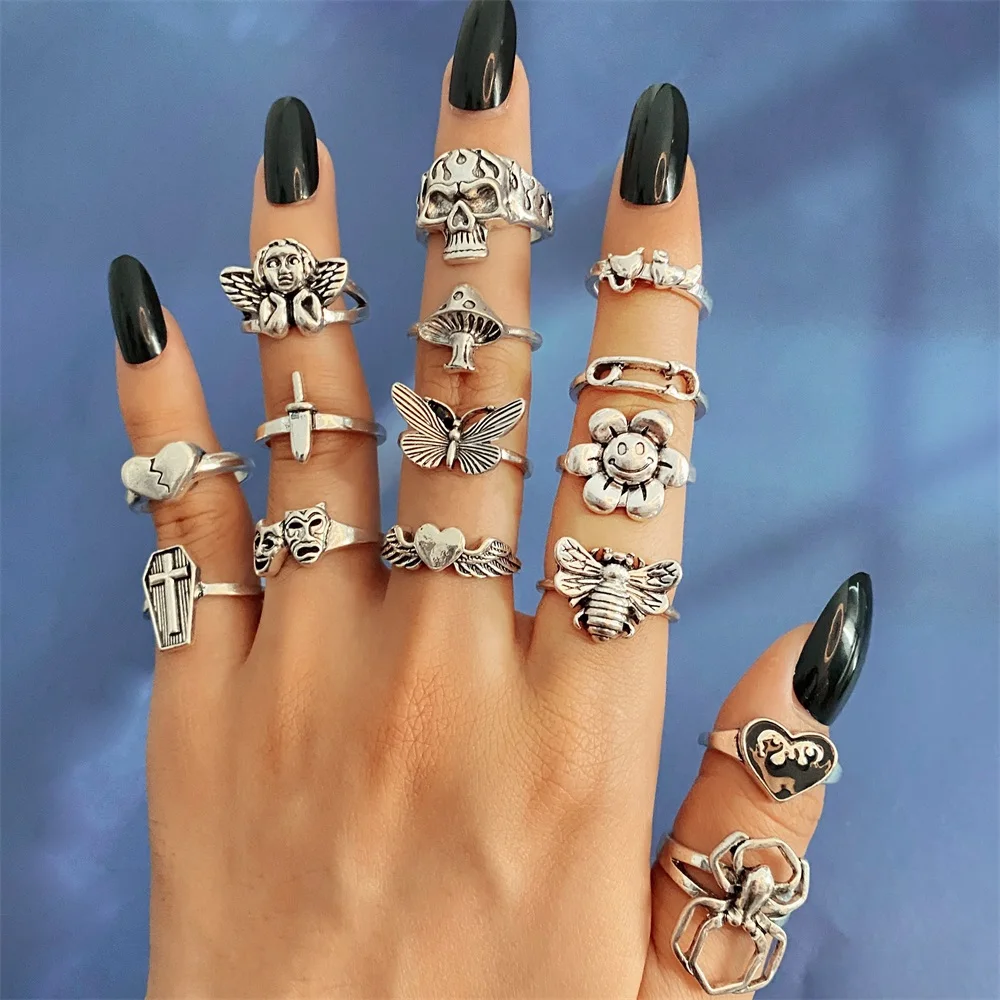 DIEZI exagéré Punk irrégulier grands anneaux pour femmes hommes Hip Hop or argent couleur géométrique joint d'articulation anneau bijoux de fête