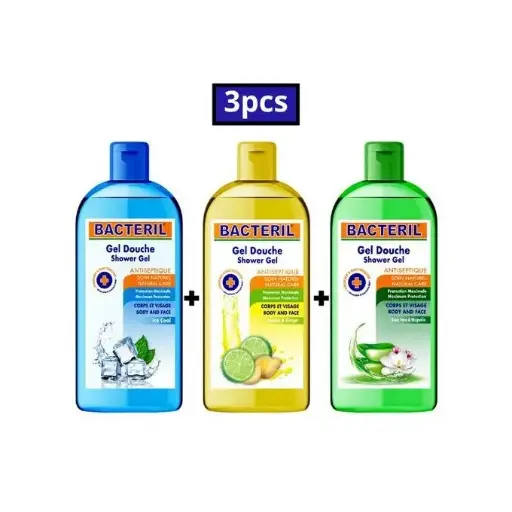 Bacteril Lot De 3 Gel Douche Bacteril – 400 Ml Aloe-Ginger-Ice