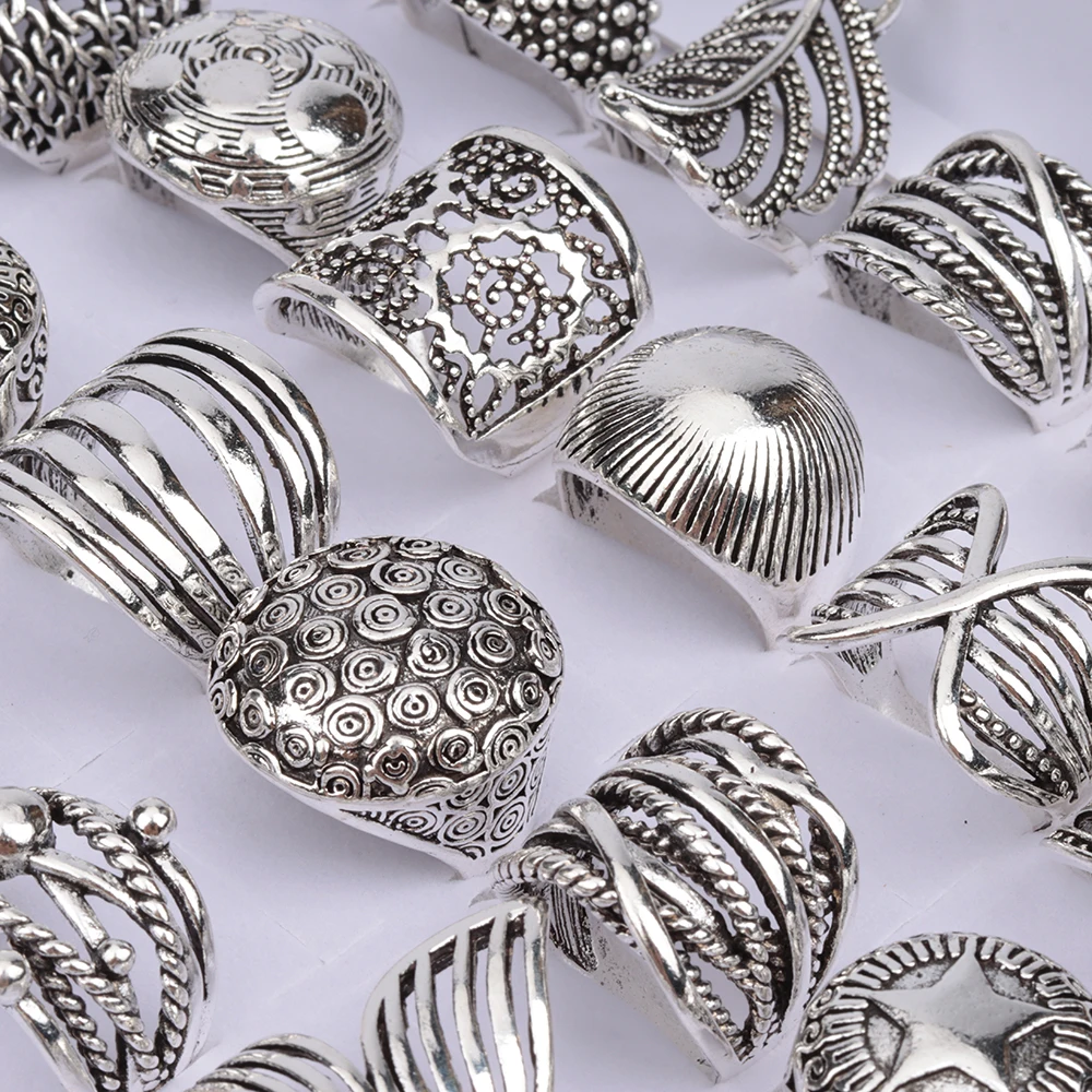 Ensemble de bagues géométriques couleur argent pour femmes, œil, croix, soleil et feuille de lune, breloque, bijoux de fête Boho