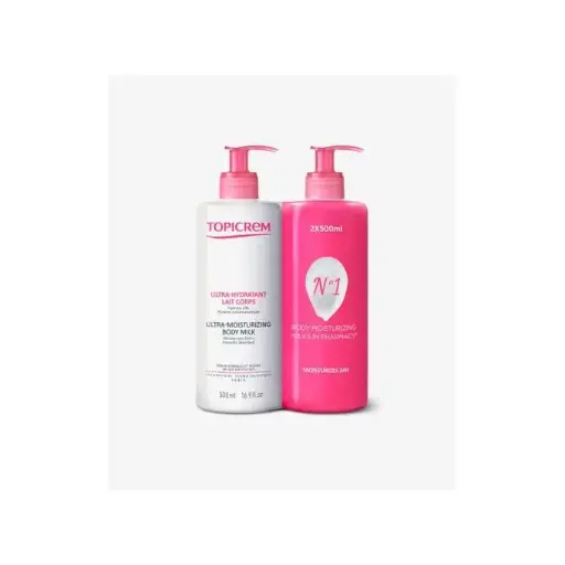 TOPICREM Duo - Ultra-Hydratant Lait Corps - 2x500ML - Rose / Blanc