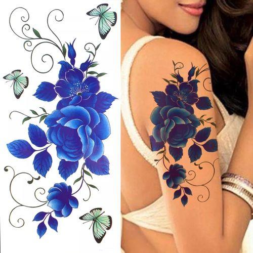 Tatouage Temporel couleur bleu D009