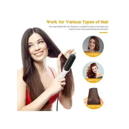 Multi-Functional Electric Blowdry Hair Straightener Dryers Curler Hot Comb Brush White