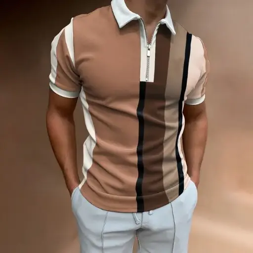 Berrykey Polo Homme Manches Courtes Brun