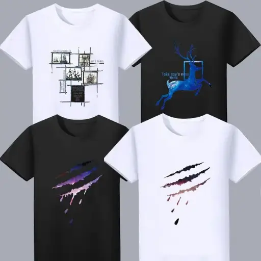 GALUIN Fashion Lot De 4 T-Shirt En Coton à Manches Courtes Pour Hommes