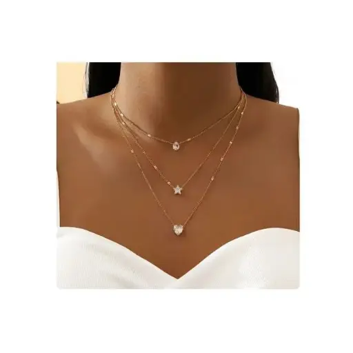 Collier Pendentif étoile En Forme Cœur