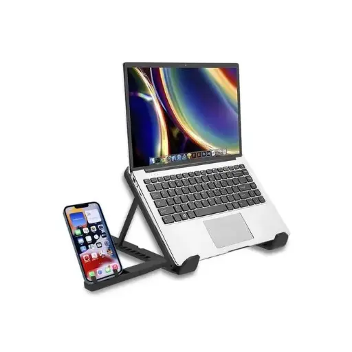 Support Pour Ordinateur Portable + Support Mobile Amovible - Noir
