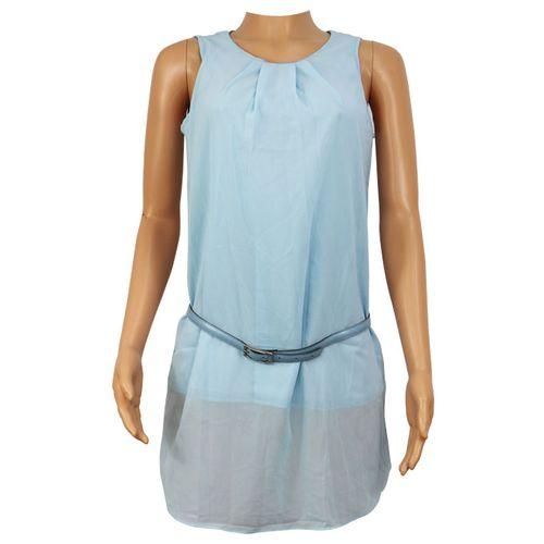Haut 3/4 Sans Manches Avec Ceinture - Voile - Bleu Clair