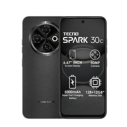 Tecno Tecno Spark 30C - 6.67" - ROM 128Go - RAM 4Go - Photo 50MP - 5000mAh- Dual SIM – Black