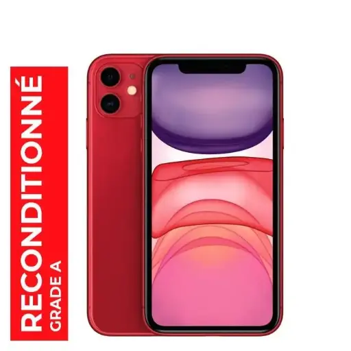 Apple iPhone 11 Reconditionné - 64gb - Écran LCD Liquid Retina HD 6,1 pouces - 1792 x 828 pixels - Rouge