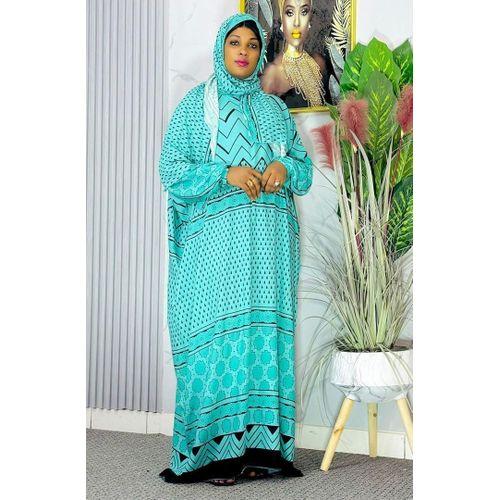 Ensemble robe avec foulard - robe de prière 100% coton pour femme